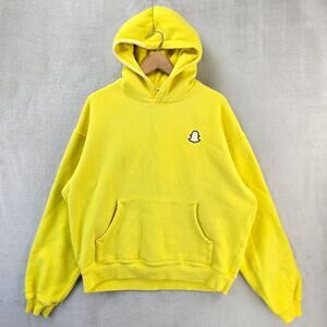 Madhappy Snapchat Hoodie Sweatshirt Medium Yellow Heavyweight USA Made *STAINED*